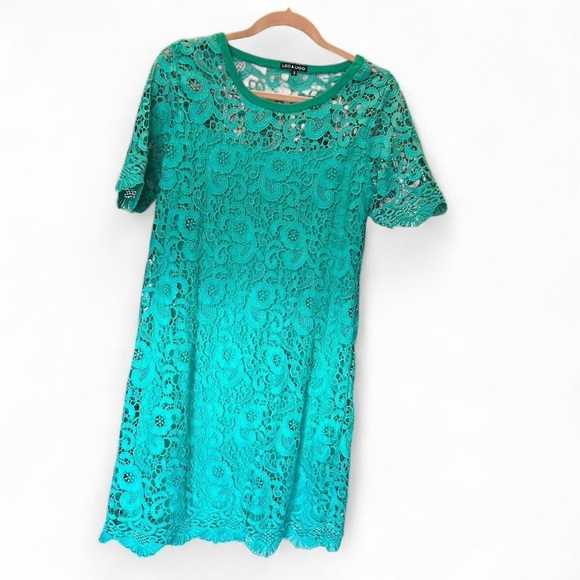 Leo & Ugo - French Designer Lace Dress – Bold Green Elegance “MADE IN FRANCE!” - Picture 2 of 11